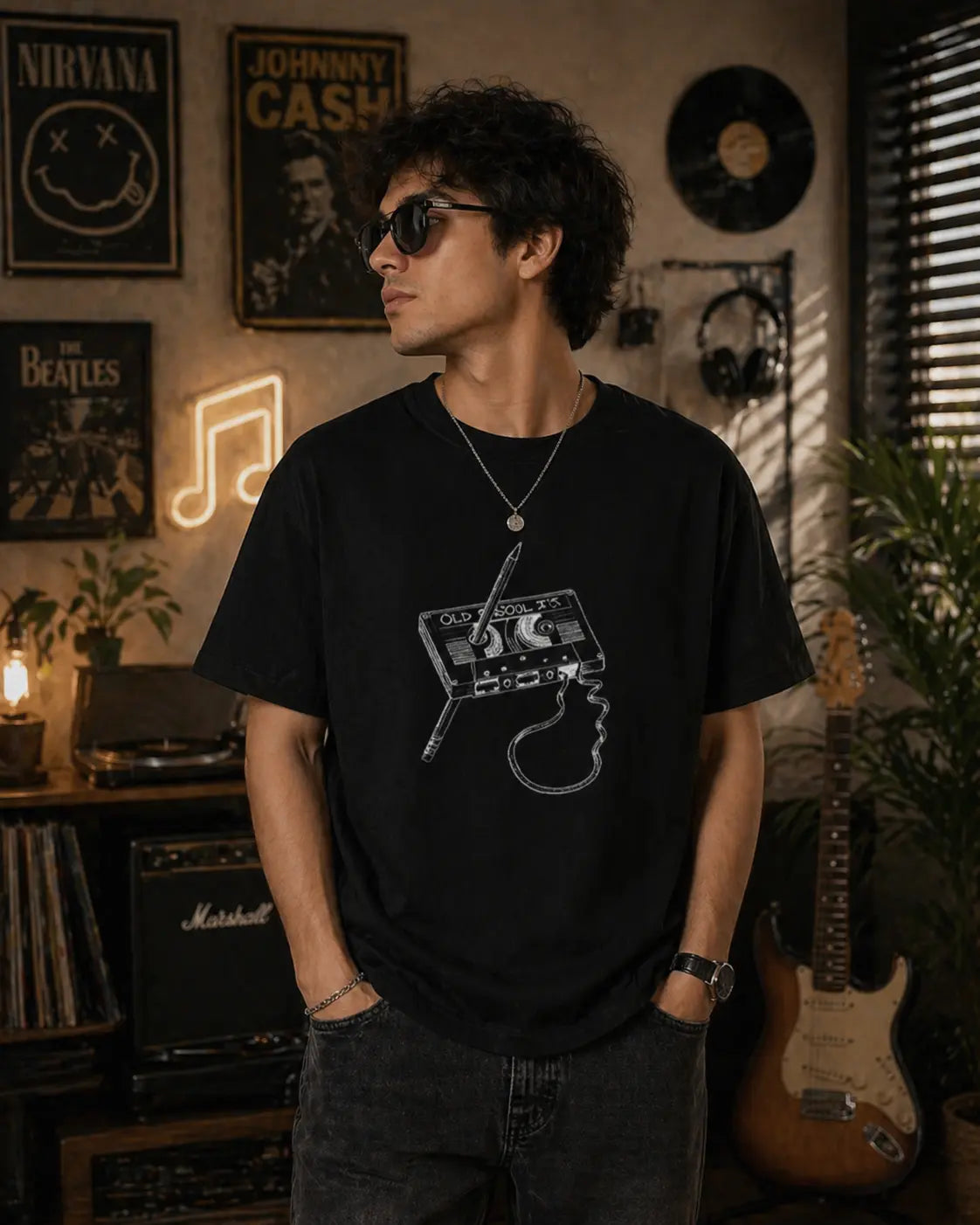 Old School Music Oversized Tshirt